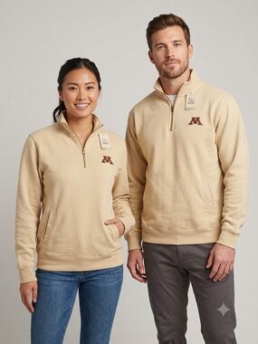 University of Minnesota Men's Quarter-Zip Sweatshirt - Beige